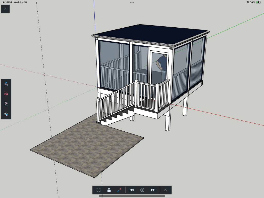 Sketch of the porch and patio designed by William Brownlee.