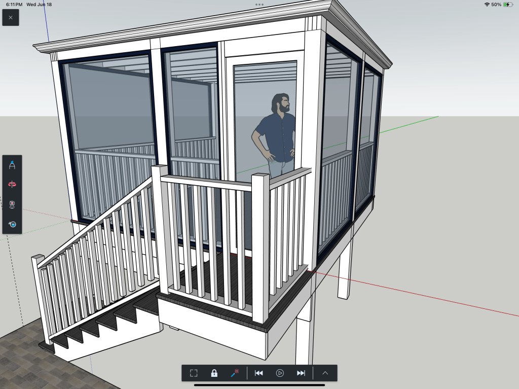 Sketch of new porch designed by William Brownlee. 